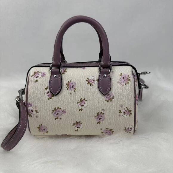 Coach Mini Rowan Crossbody Bag With Floral Print In Canvas/Chalk CAL69 NWT - Picture 5 of 12